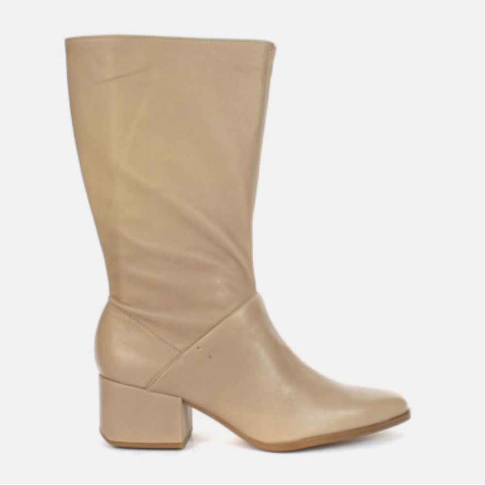 💥Jaxine Smokey Taupe Leather Mid Boots